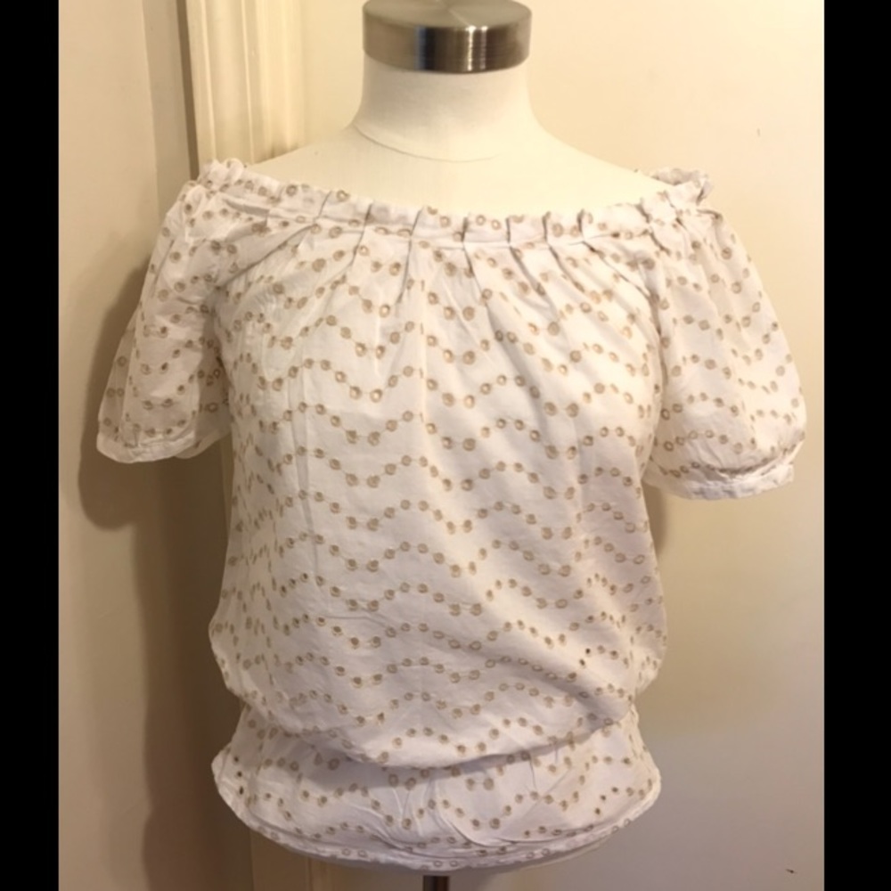 THE LIMITED Off The Shoulder White Eyelet Peplum